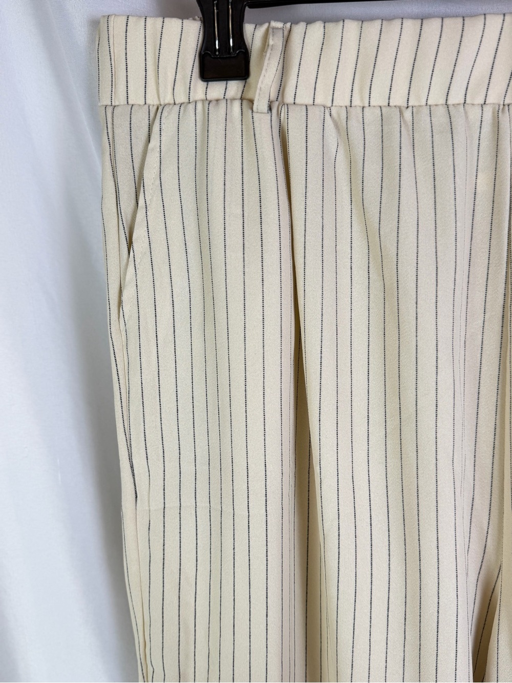 Wrapper NWT Cream Pinstripe Wide Leg Pull-On Pants 2X High Rise Office Casual - Picture 3 of 6